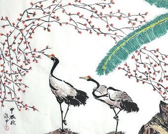 Original chinesische Tuschemalerei Handmalerei chinesische Tuschemalerei Wandbehänge Wohnkultur einzigartiges Geschenk (ungerahmt)