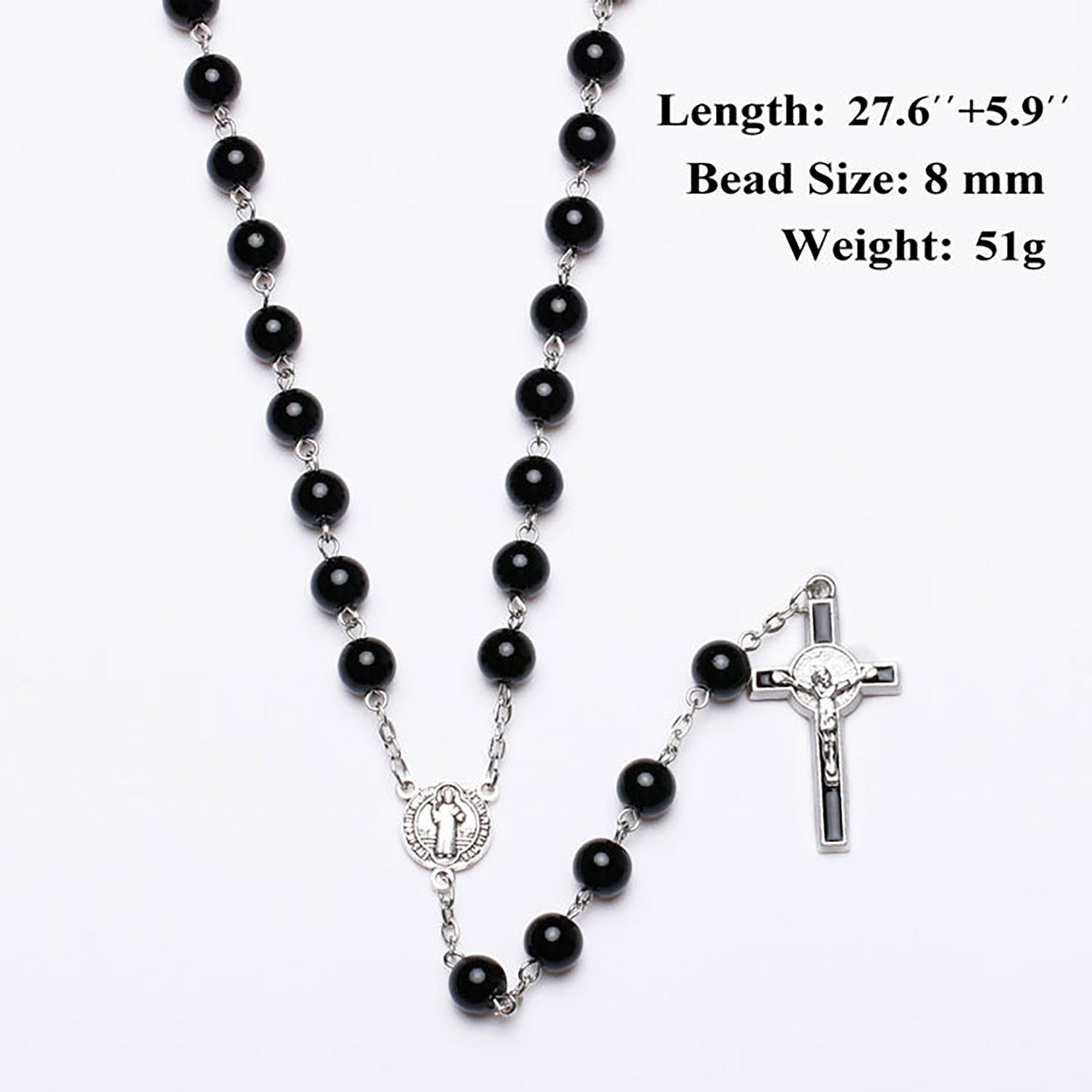 Black Rosary Beads Catholic Beads Necklace Prayer Necklace Etsy