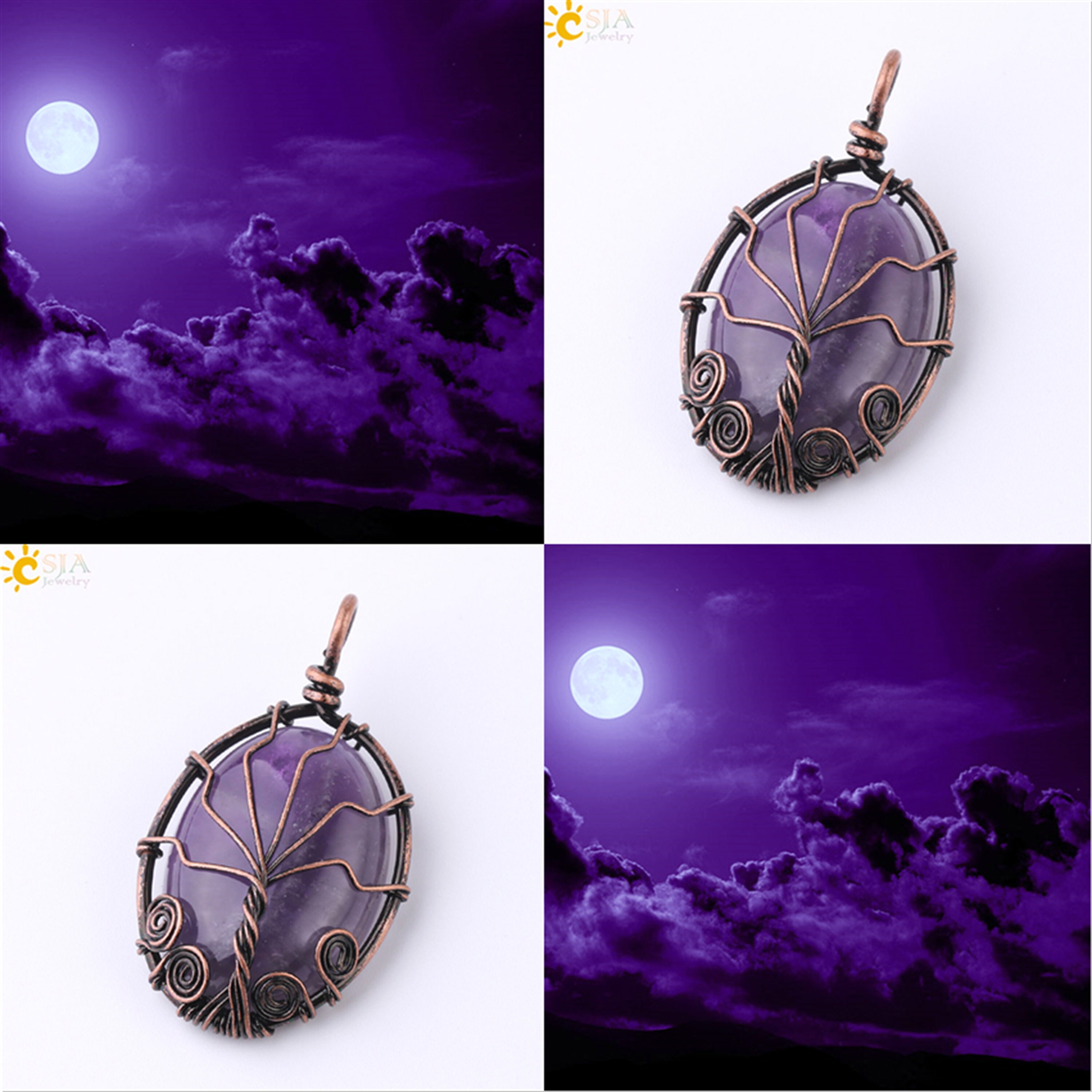 Amethyst Opal Necklace Crystal Necklace Pendant Necklace | Etsy