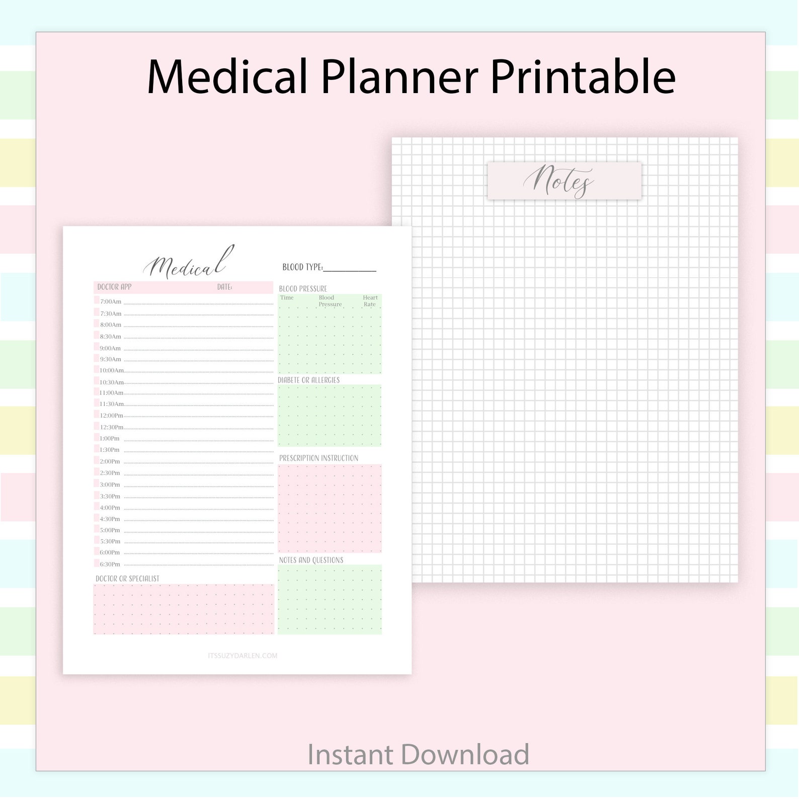 Medical Planner Printable Health Care Planner Medical Etsy UK