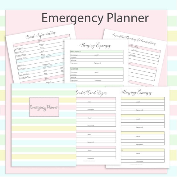 Emergency Planner In Case of Emergency Family Emergency | Etsy
