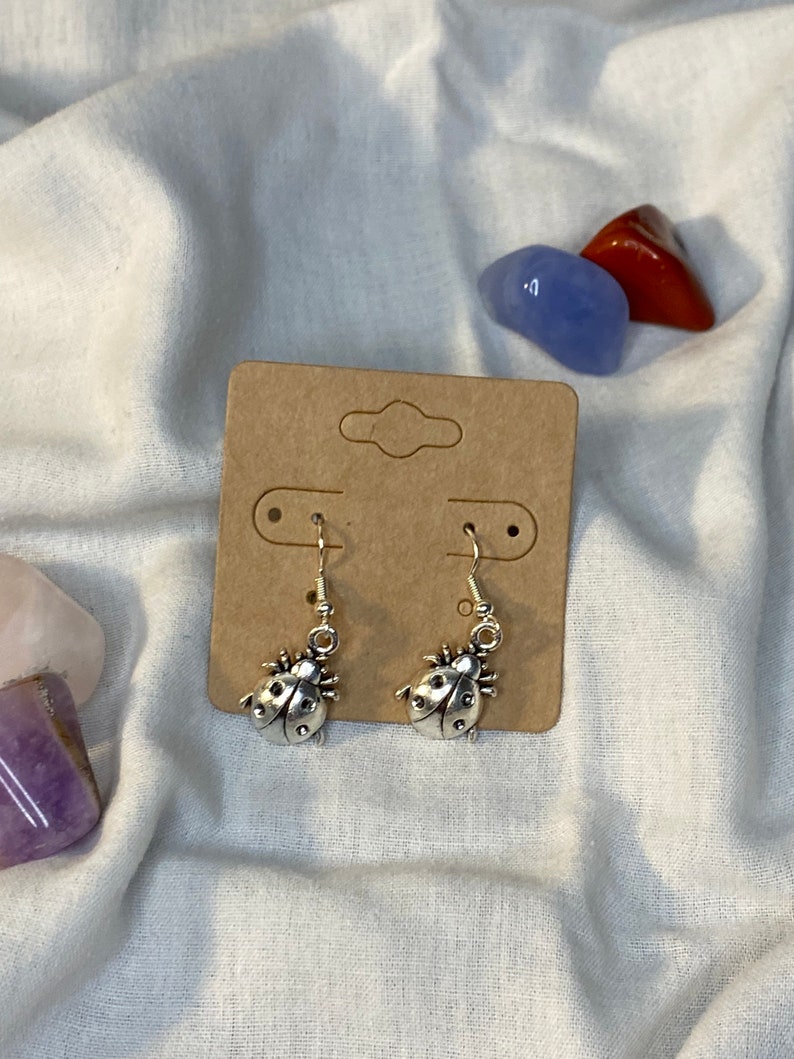 Silver lady bug earrings Jewelry Earrings toptancerezal.com