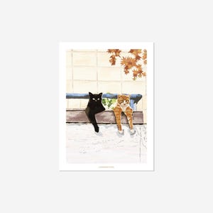 Illust Postcard-Autumn Cats