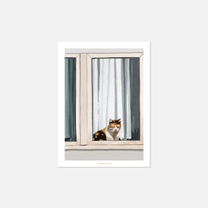 Illust Postcard-Sleepy cat
