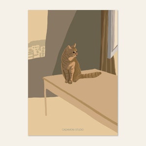 Illust Postcard-Meditation cat