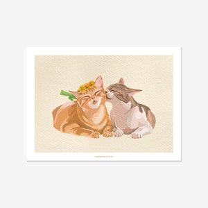 Illust Postcard-Love cats