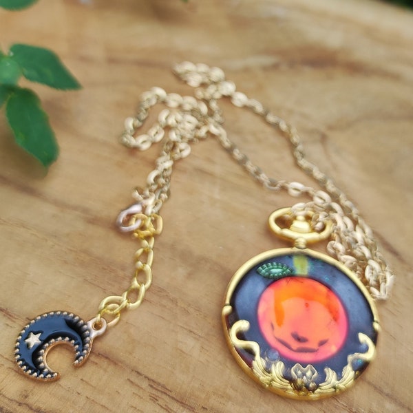 Collier en acier inoxydable et en résine époxy 'My Lady Pumpkin'