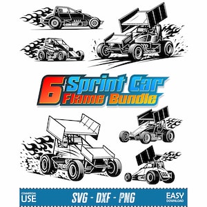 Sprint Car Clipart Bundle, Racing SVG, Dirt Track PNG, Motorsport Digital Download