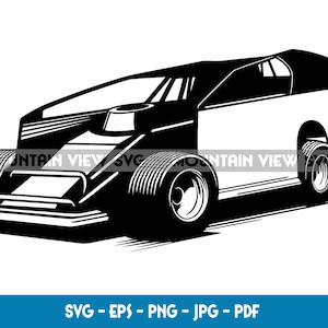 Dirt Modified Race Car SVG, Racing Cricut, Dirt Track Design, Motorsport-illustraties, DIY Racing Craft, SVG voor Crafters