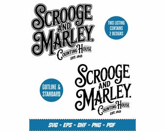 Scrooge And Marley SVG Vector File For Arts And Crafts, Vinyl Cutting Or Print, A Christmas Carol PNG Shirt Design