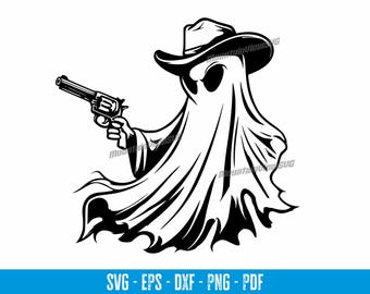 Vintage Cowboy Ghost SVG : fichier numérique effrayant Halloween