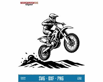 Motocross Rider SVG Png Dxf - Dirtbike Vector File Digital Download- MX Race Motorcycle Art Printable