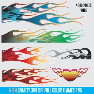 Racing Flames Bundle Vollfarbe PNG Druckdatei Cricut
