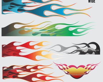 Racing Flames Bundle Full Color PNG Print File Cricut