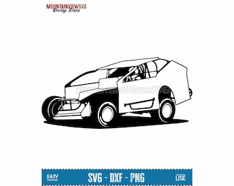 Dirt Modified Race Car SVG PNG DXF - Racing Clipart Digital Download - Motorsport Fan Sublimation & Cut File