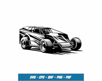 Dirt Modified SVG Vector Vinyl Cutting Print Design, Dirt Motorsports Racing Digital File For Arts And Craft, Laser Cutting File