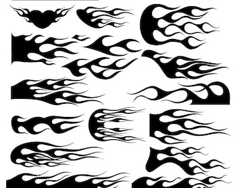 Racing Flames Bundle SVG For Vinyl Cutting, Cricut File 18 Flames