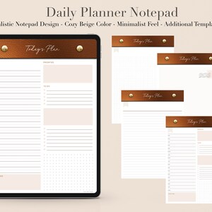 Tagesplaner - Digitaler Planer - Goodnotes - Notability - Xodo - Template - Modern - Minimalistisch - Boho - Schick - Neutral - Beige - Sand