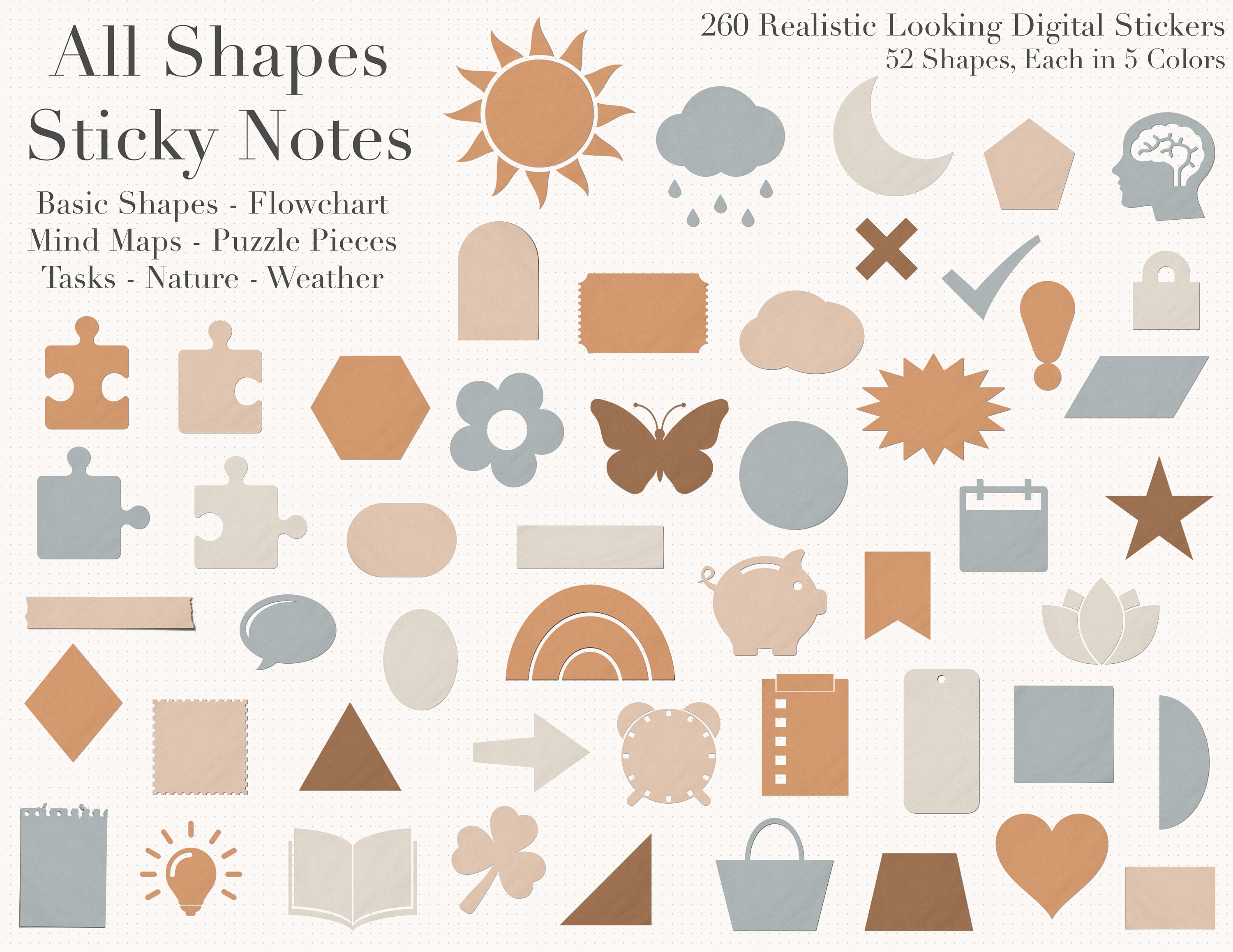 All Shapes Sticky Notes Pack Mind Maps Flowchart - Etsy