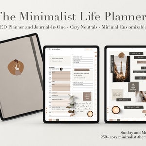 Undated Digital Life Planner Minimalist Modern Boho Cozy Neutral Beige Journal Vision Board All in one Planner Hyperlinked Ipad Goodnote