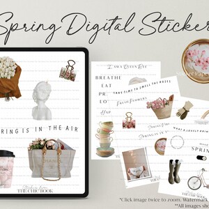 Spring Digital Planner Stickers - Girl Planner Stickers - Goodnotes Stickers - Digital Planner Stickers - Clipart - Floral - Beige