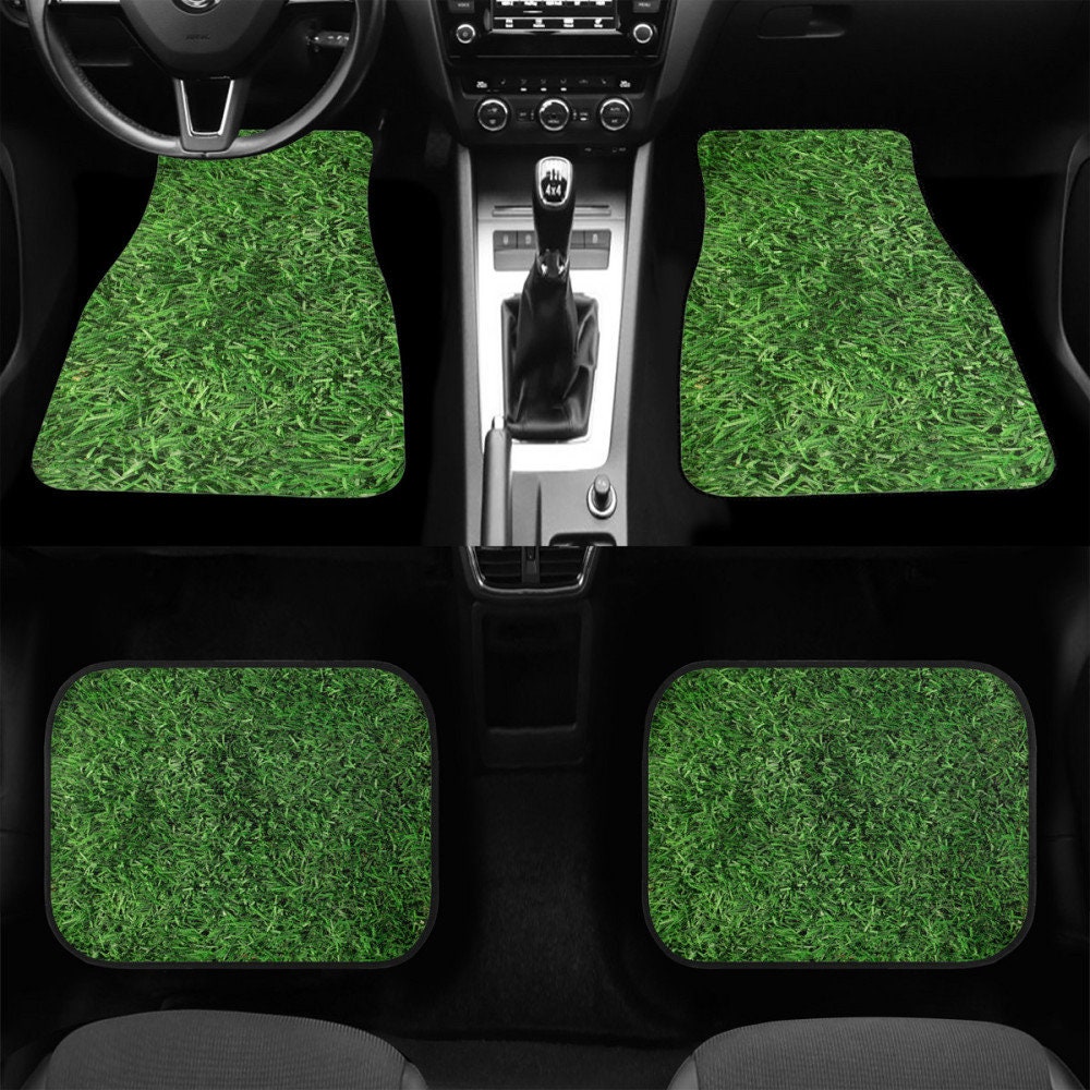 Car Floor Carpet Set of 4 Piece Beautiful Green Grass Auto Interior Floor  Mats Durable Front & Rear Carpets for Car Truck SUV & Van,Car Accessories