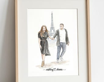 Regalo de San Valentín de último minuto para pareja / Boceto de pareja personalizado a partir de una foto / Descarga digital instantánea / Retrato romántico de San Valentín