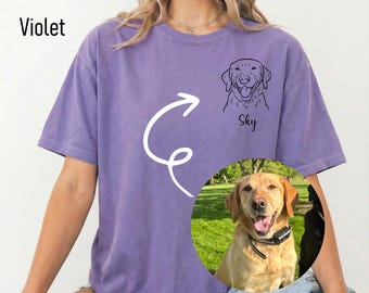 Camiseta personalizada con diseño de mascotas, camiseta minimalista con retrato de perro, regalo personalizado para amantes de los animales.