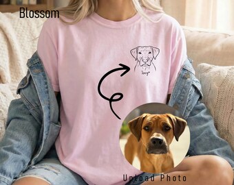 Camiseta personalizada en memoria de tu mascota, camiseta con retrato de arte lineal personalizado, regalo de recuerdo para quienes perdieron a su perro.