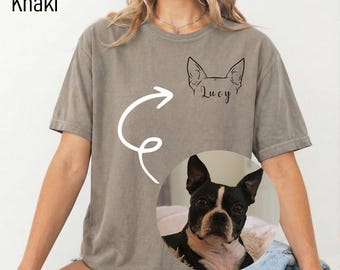 Camiseta personalizada con dibujo lineal de perro a partir de una foto, camiseta con el contorno de tu mascota, regalo único para amantes de los animales.