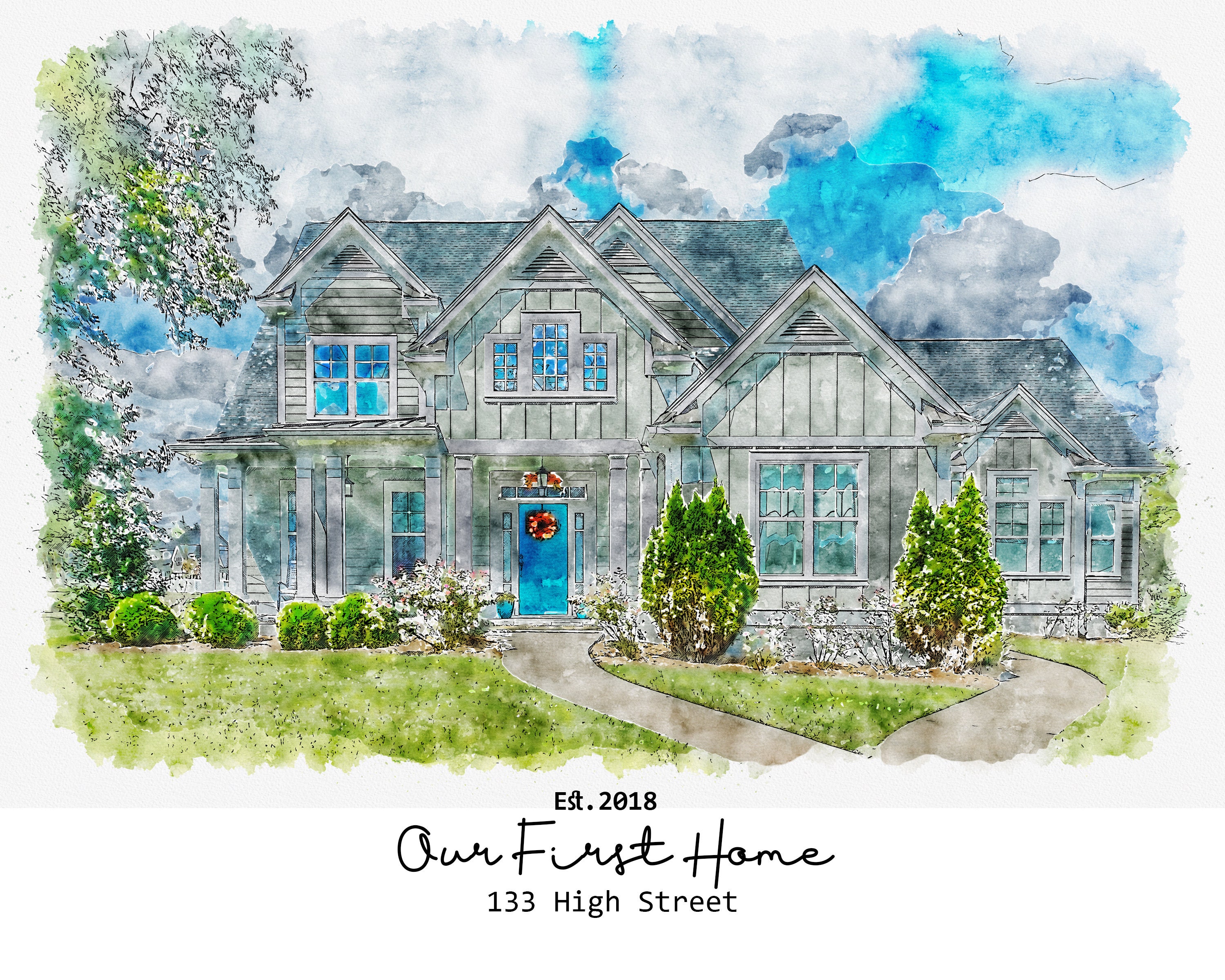 Custom Watercolour House PortraitWatercolor House Etsy