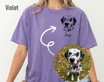 Camiseta personalizada con el contorno de tu mascota, camiseta con dibujo lineal de perro o gato, regalo minimalista para amantes de las mascotas.