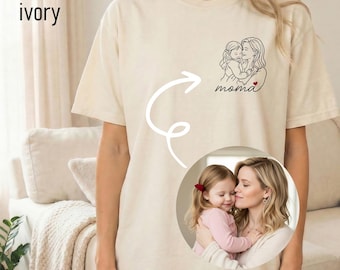 Camiseta familiar con dibujo lineal personalizado / Camiseta con el contorno de mamá, papá y bebé / Camiseta familiar a juego / Regalo para baby shower / Primer Día de la Madre