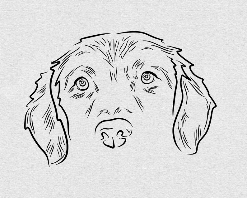 Custom Pet Head Outline Drawing Dog Ear Drawing Pet Face Etsy