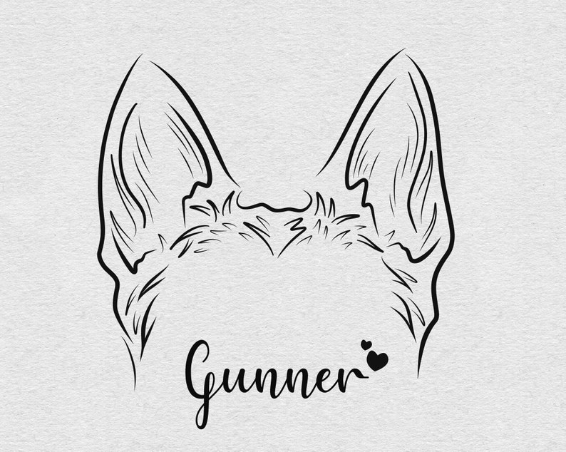 Custom Pet Ear Outline Drawing Dog Ear Drawing Pet Ear Etsy