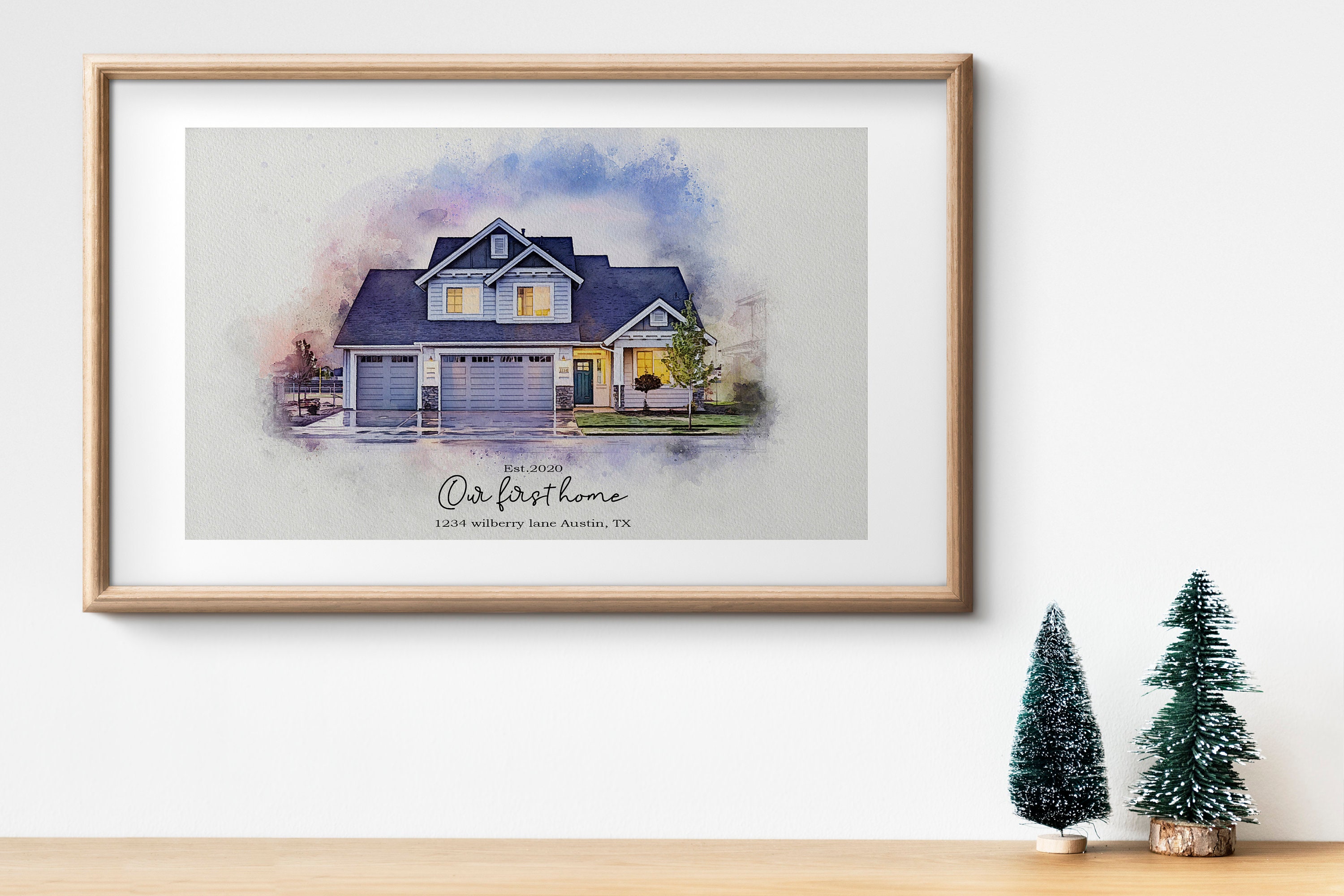 Custom House Portrait Watercolor House Painting-personalized ...