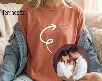 Camiseta Comfort Colors personalizada con retrato a partir de una foto, camiseta personalizada para papá, mamá, amigo de la familia.