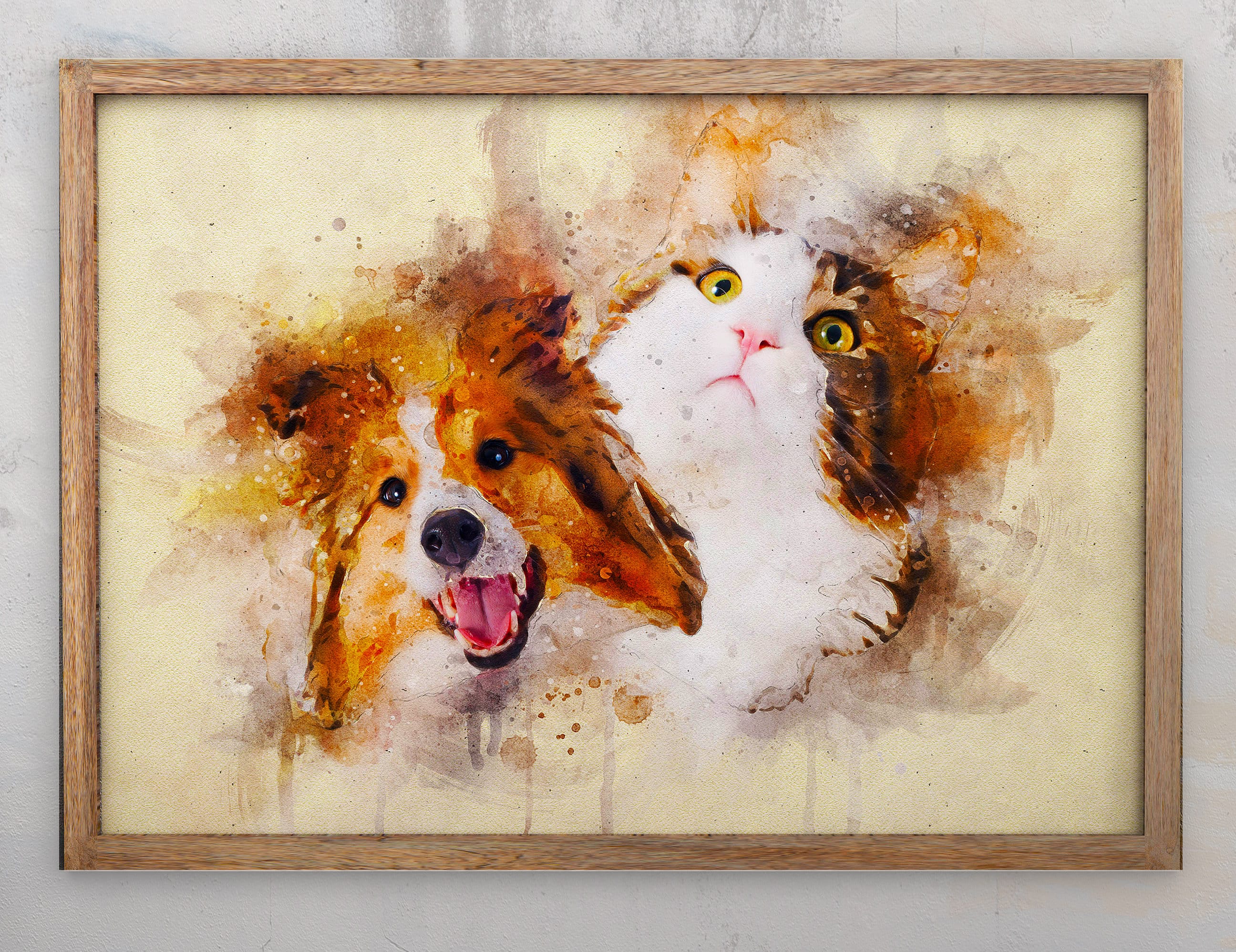 Multiple Pet Portrait Art Original Watercolor Pets Painting Etsy