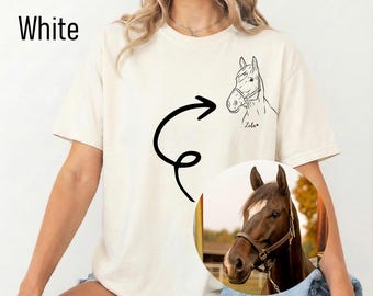 Camiseta personalizada para mascotas, retrato lineal a partir de una foto, camiseta con el contorno de una casa, regalo único para dueños de mascotas, contorno de perro.