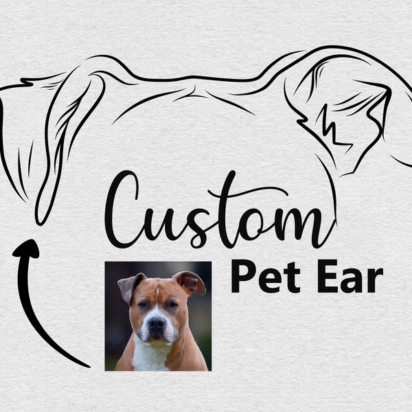 Custom Pet Ear Outline Drawing, Dog Ear Drawing, Pet Ear Tattoo Design, Cat Ear Drawing, Dog Outline, Cat Outline, Pet Outline, DIGITAL file