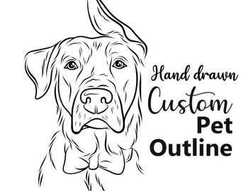 Custom Pet Outline Drawing, Dog Ear Drawing, Pet Tattoo Design, Cat body Drawing, Dog Outline,Pet Outline, digitally hand-drawn DIGITAL file