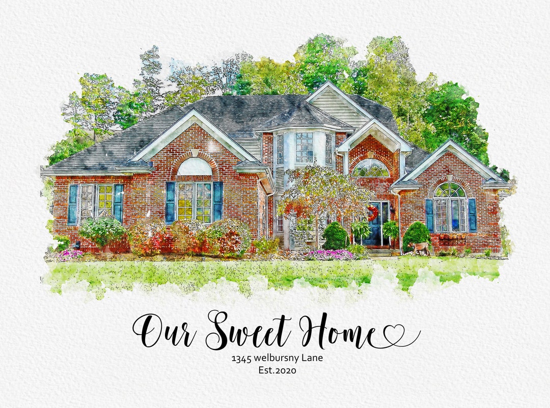 Watercolor Home Painting, Custom House Portrait, Watercolor Art