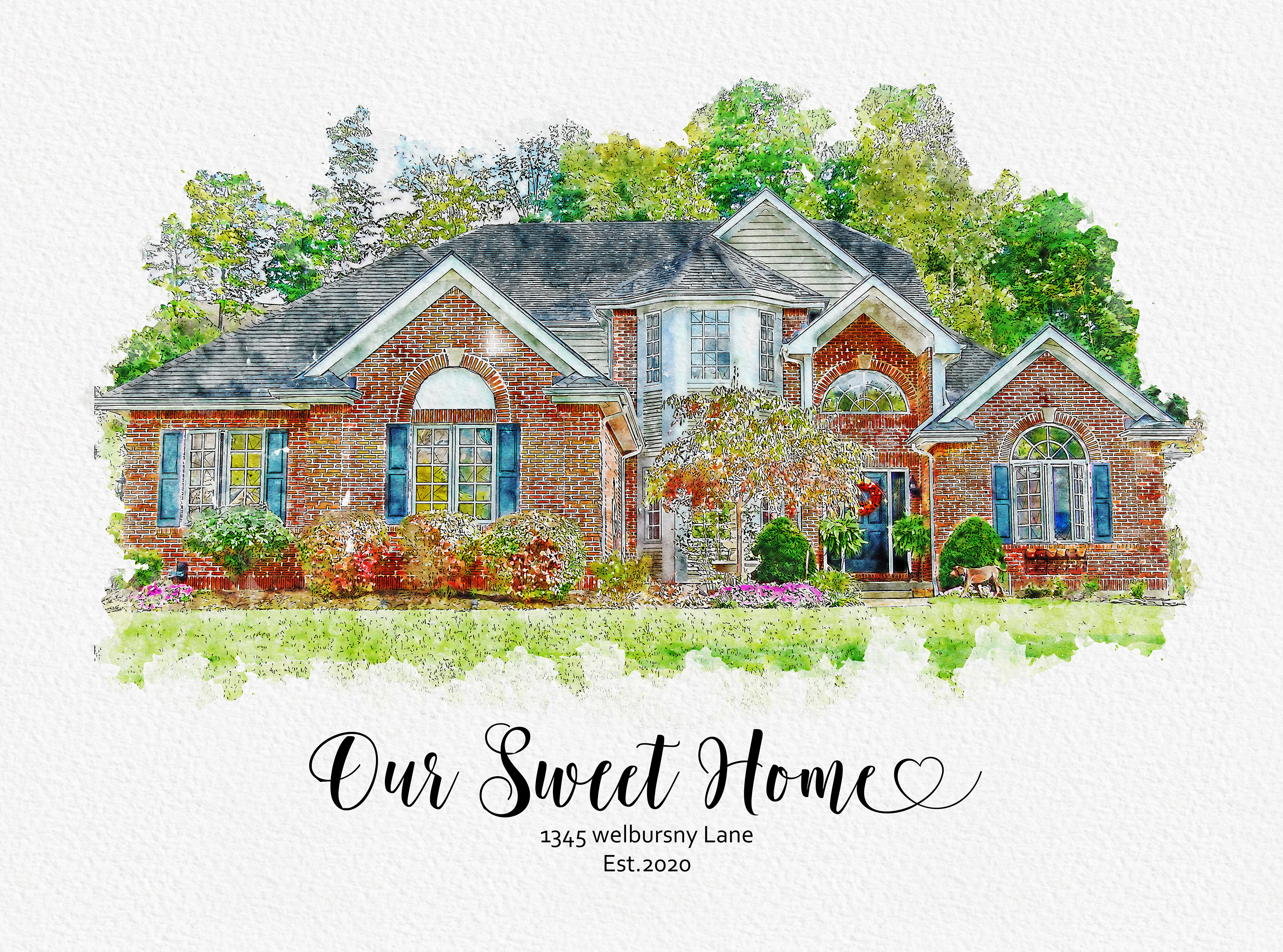 Watercolor home painting Custom House Portrait Watercolor Etsy