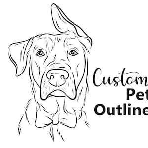 Custom Pet Outline Drawing, Dog Ear Drawing, Pet Tattoo Design, Cat body Drawing, Dog Outline, Cat Outline, Pet Outline, DIGITAL file