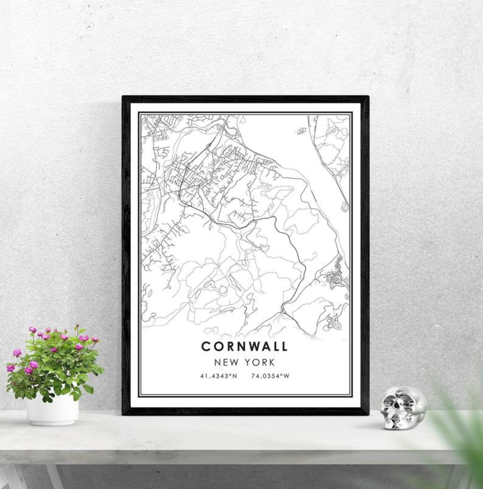 Cornwall Map Print Poster Canvas Cornwall New York Street Map Etsy