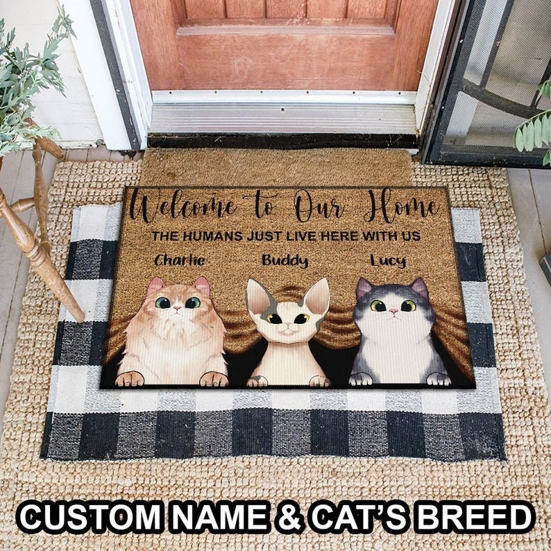 Personalized Cat Doormat To Our Home Cute Cat Etsy