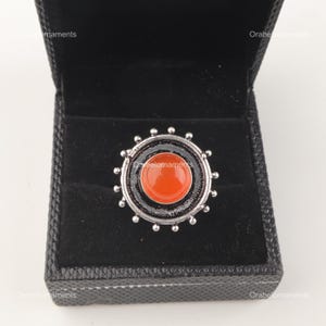 Rare Carnelian Ring, Orange Gemstone Ring, Statement Ring, 925 Sterling Silver Jewelry, Engagement Gift, Ring For Mother