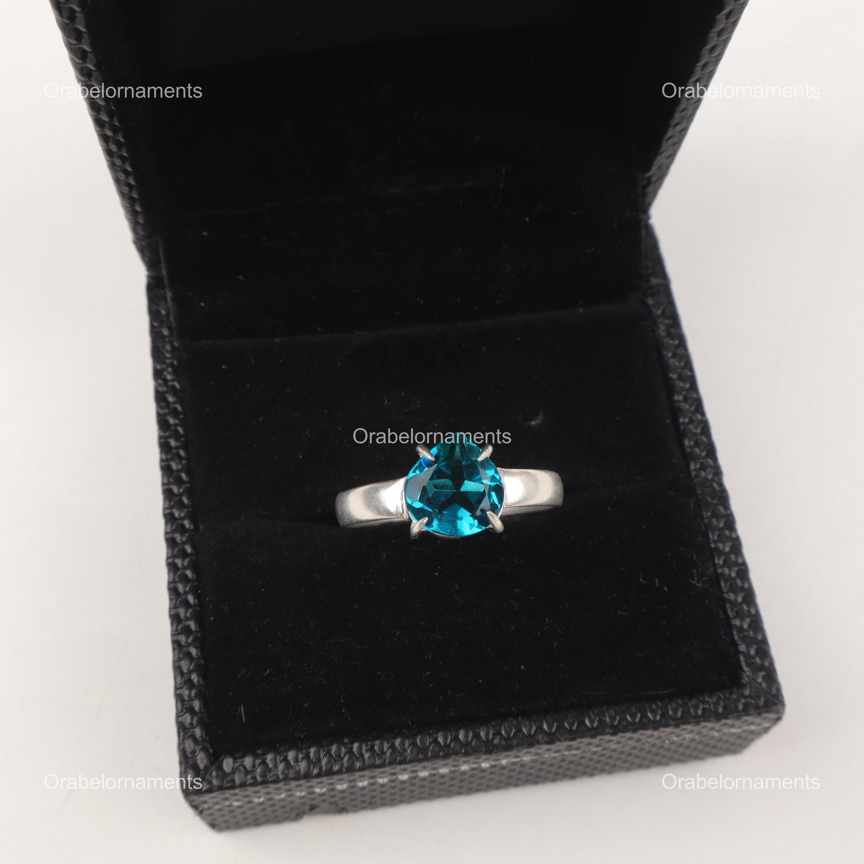 Precious Apatite Ring, Blue Gemstone Ring, Statement Ring, 925 Sterling Silver Jewelry, Wedding Gift, Ring For Sister