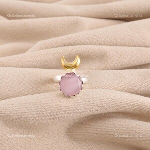 Handcrafted Natural Pink Cat&#39;S Eye Ring, Pink Gemstone Ring, Statement Ring, 925 Sterling Silver Jewelry, Wedding Gift, Ring For Bride