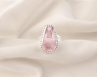 Handcrafted Natural Morganite Ring, Pink Gemstone Ring, Statement Ring, 925 Sterling Silver Jewelry, Anniversary Gift, Ring For Bride